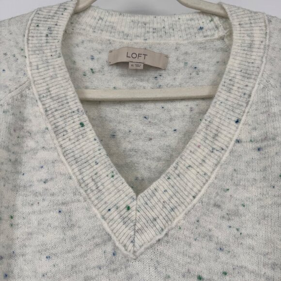 Loft Flecked Relaxed V-neck Sweater Size XL - Picture 7 of 11